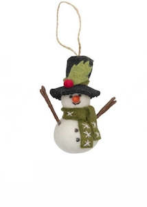 Decoration | Christmas Snowman with Hat (Green)