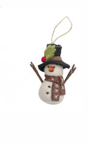 Decoration | Christmas Snowman with Hat (Brown)