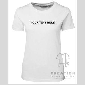 Ladies clothing with custom text