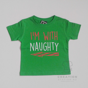 Christmas: I’m with Naughty children’s tee