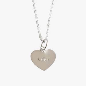 Stamped Heart Love Necklace