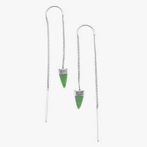 Tiny Point Chain Earrings, Pounamu