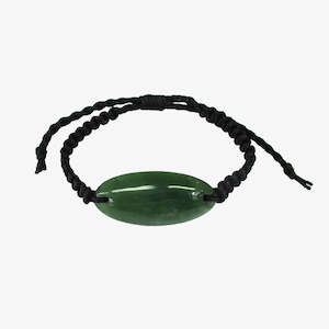 Pounamu Wristlet  20mm Oval w Macrame Strap