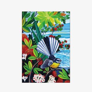 Fantail & Rangitoto Tea Towel