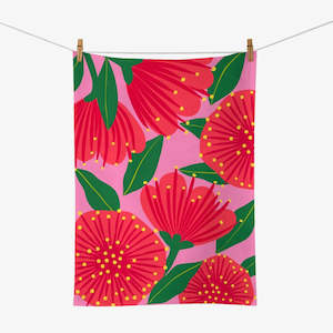 Investment: Tea Towel  - Pink Pohutukawa