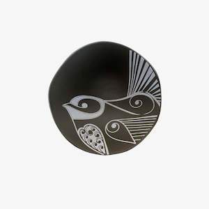 Bowl 7cm - GC Piwakawaka White On Black