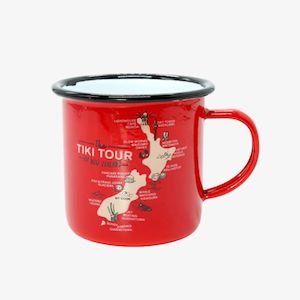 Tiki Tour Enamel Mug 375ml Red