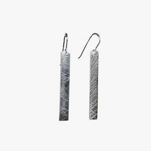 Embossed Bar Earrings - Silver