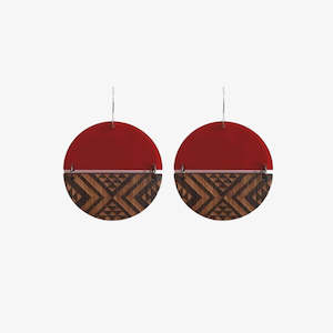 Earrings - Split Tāniko I - Red