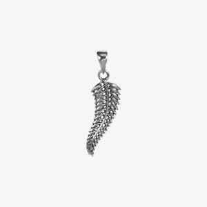 Silver Fern Pendant - Oxidised, small