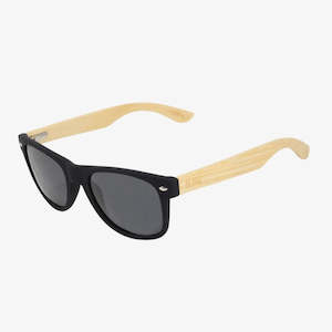 50/50s Sunnies M Black Frame Wood Arm