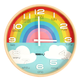 Te Reo Large Rainbow Clock