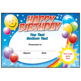 Personalised Certificates: Birthday Balloons Personalised Certificates