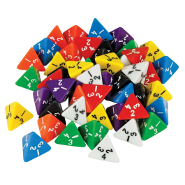 Statistics & Probability: Large 4-Sided Coloured Dice - Set of 5