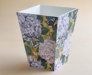 Waste Paper Bin - Hydrangea - White Vintage - Creative Stuff