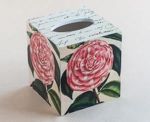 Tissue Box Cover Camellia Botanical Pink - Creative Stuff