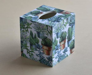 Tissue Box Cover - Succulents - White - Creative Stuff