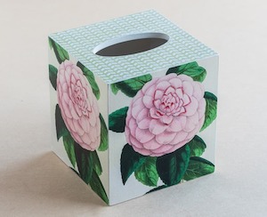 Homewares: Tissue Box Cover Rose Botanical Pink - Creative Stuff