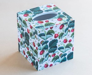 Tissue Box Cover Strawberries White Multi - Creative Stuff