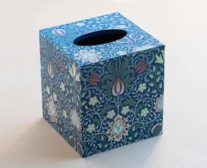 Tissue Box Cover - William Morris - Floral Pattern - Blue - Brown - Creative Stuff