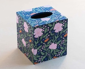 Tissue Box Cover - William Morris - Flowers - Butterflies - Navy - Creative Stuff