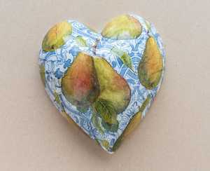 large heart - pears - blue tile - Creative Stuff