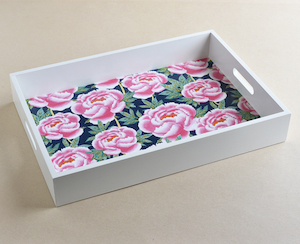 Tray Peonies Black Pink - Creative Stuff