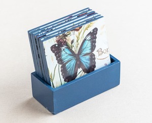 Homewares: coaster set - butterflies - bomo - Creative Stuff