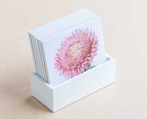 coaster set - pink yellow chrysanthemum - Creative Stuff