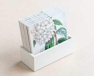 coaster set - white hydrangea - Creative Stuff