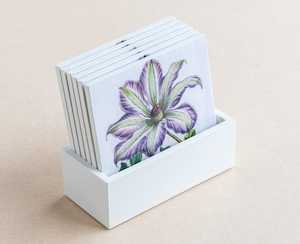 coaster set - purple clematis - Creative Stuff