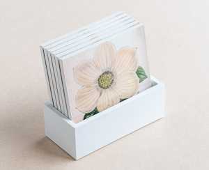 coaster set - white flower - Creative Stuff