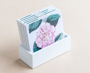 coaster set - pink camellia - Creative Stuff