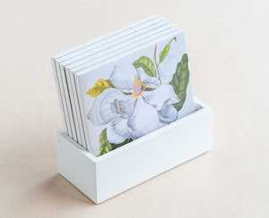 coaster set - white magnolia - Creative Stuff