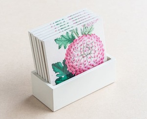 coaster set - pink chrysanthemum - Creative Stuff