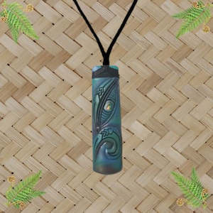 Bone Toki Manaia Painted Pendant - 80mm