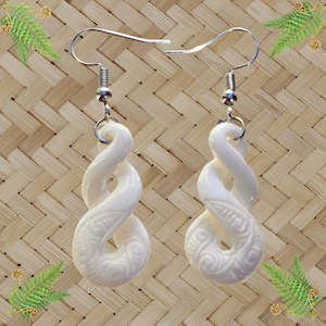 Bone Twist Earrings with Engraving - 30mm