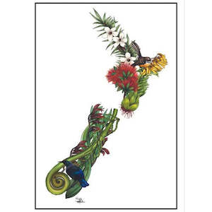 Sophie Blokker Greeting Card - New Zealand Flora Map.