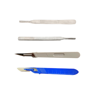 Biology: DISSECTING SCALPEL HANDLES: Plastic, Stainless steel