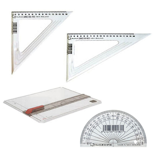 STATIONERY: Set squares, Protractor, A3 Drawing board/slide