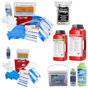 SPILL KITS [ABSORBENTS]: for oil-chemical spills (absorb from 6.5L to 375L)