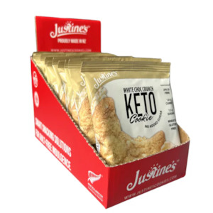 Box of 12, Justine's Keto White Choc Crunch Cookie 40g