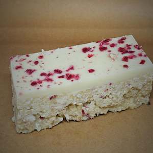 Keto Raspberry White Chocolate Macadamia Slice