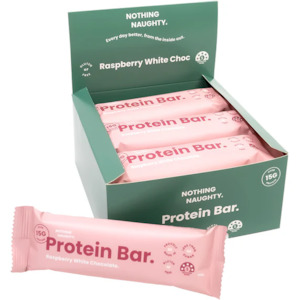 Box of 12, Nothing Naughty Raspberry White Chocolate Protein Bar