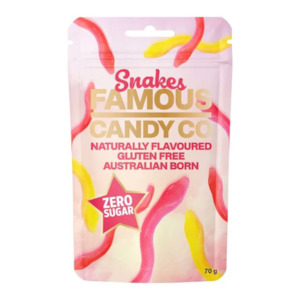 Cafe: Famous Candy Co Lollies Snakes 70g