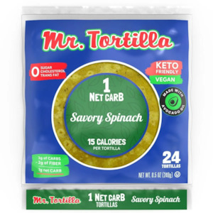 Mr Tortilla 1 Net Carbs Spinach Tortilla 24 Pack