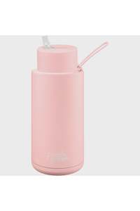 Ceramic Reusable Bottle w Straw Lid 34oz | Blushed