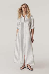 Clothing accessory: Avondale Linen Dress | Navy Stripe