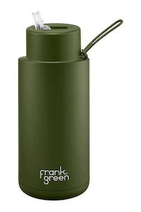 Ceramic Reusable Bottle w Straw Lid 34oz | Khaki