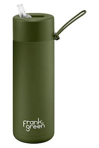 Ceramic Reusable Bottle w Straw Lid 20oz | Khaki